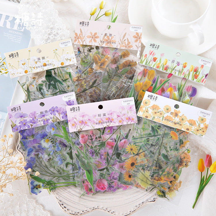 Die-cut Plant Flower PET Stickers