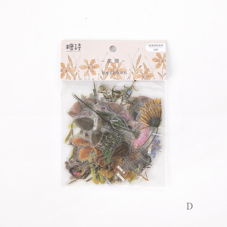 Die-cut Plant Flower PET Stickers