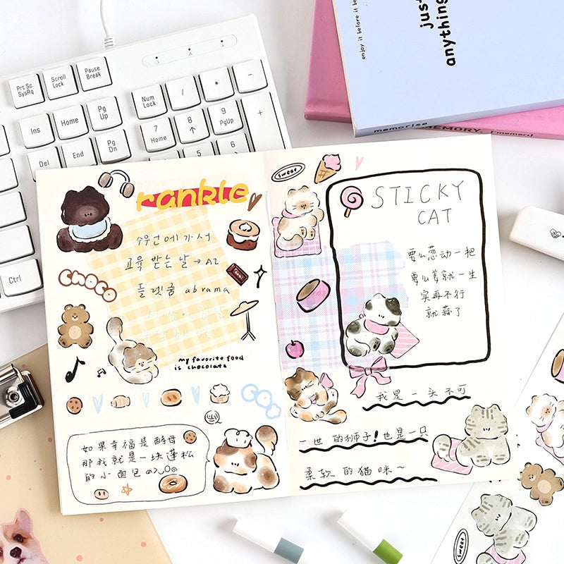 Ensemble de ruban adhésif décoratif découpé à l'emporte-pièce avec des motifs de chats mignons | Autocollants pour animaux de compagnie Kawaii chaton