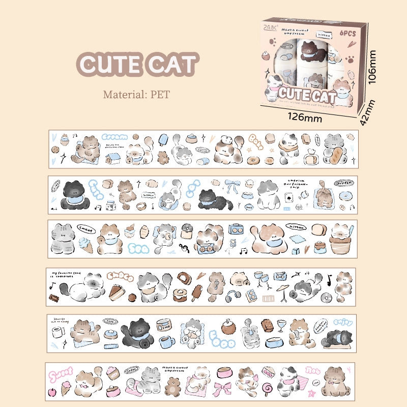Ensemble de ruban adhésif décoratif découpé à l'emporte-pièce avec des motifs de chats mignons | Autocollants pour animaux de compagnie Kawaii chaton