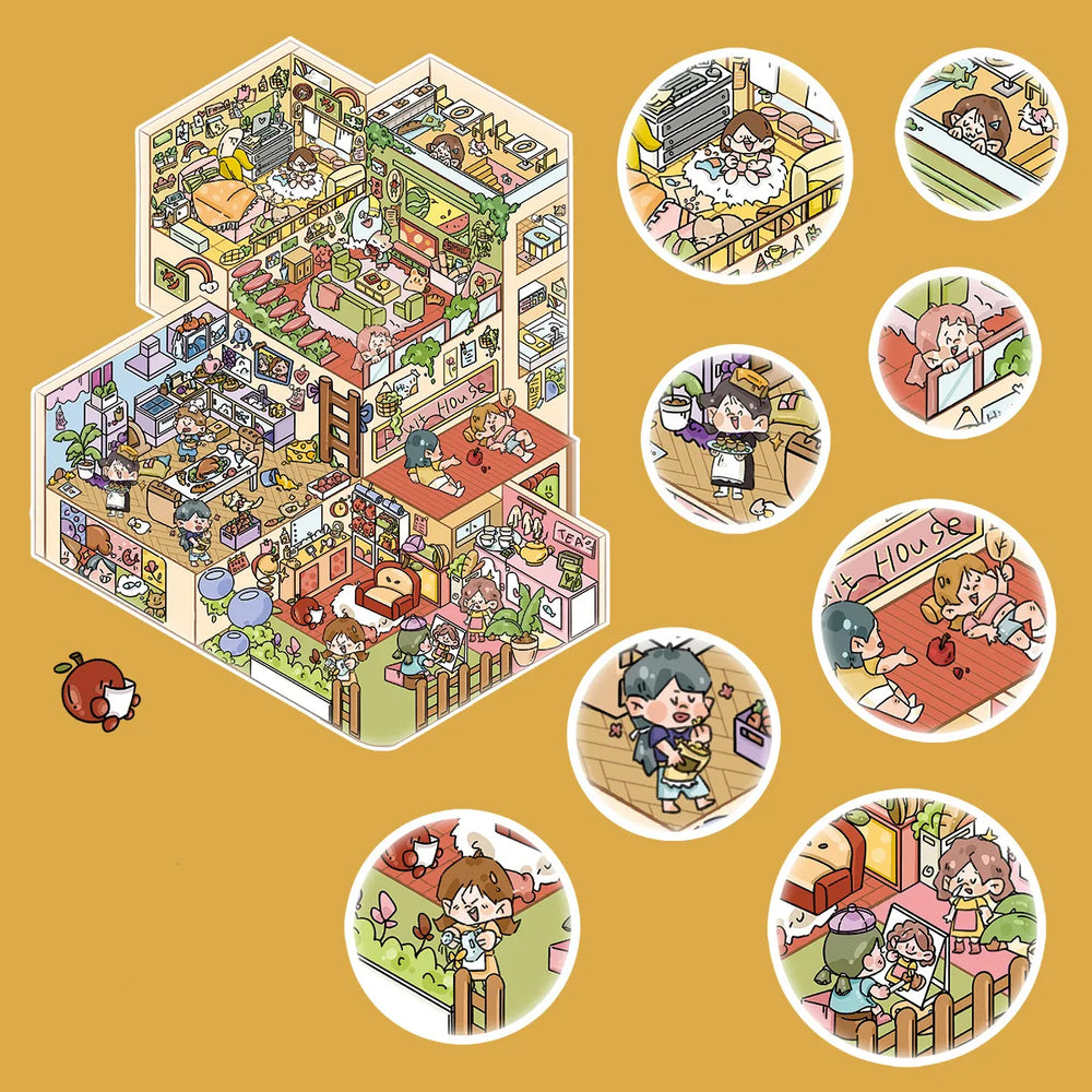 DIY 3D Apartment Scene Stickers – Cozy Corners, Weather House & Fruit Home