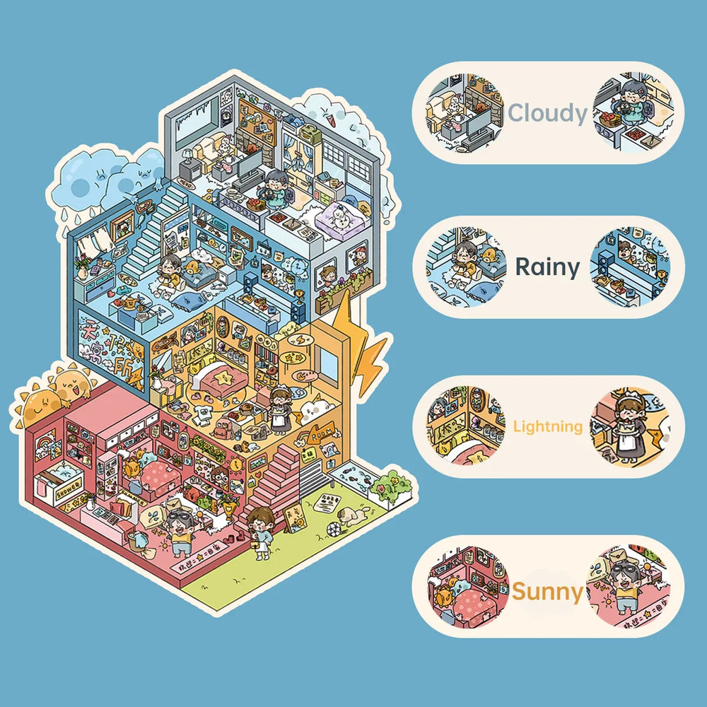 DIY 3D Apartment Scene Stickers – Cozy Corners, Weather House & Fruit Home