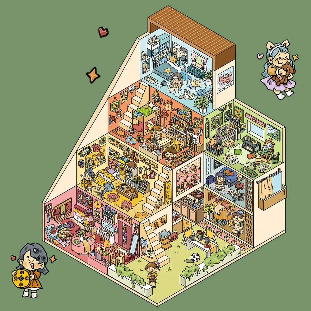 DIY 3D Apartment Scene Stickers – Cozy Corners, Weather House & Fruit Home