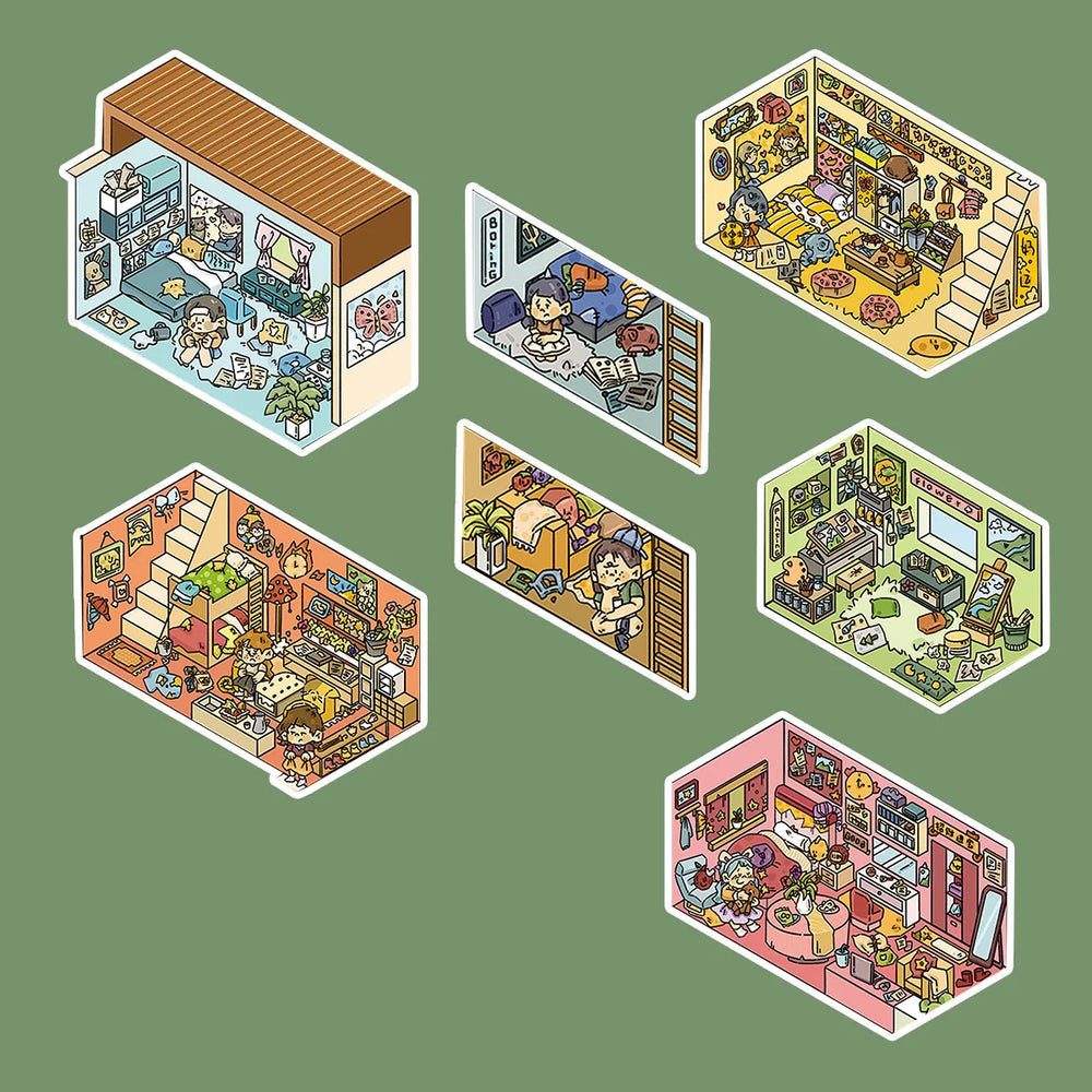 DIY 3D Apartment Scene Stickers – Cozy Corners, Weather House & Fruit Home