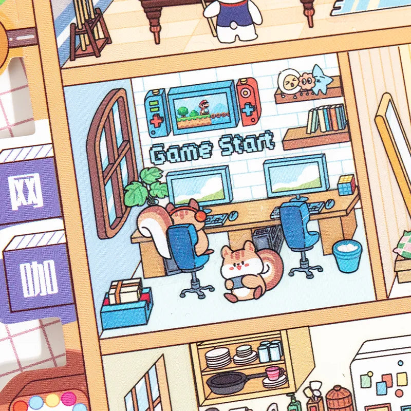 Autocollants Mini Scène 3D DIY – Appartement d’Animaux Mignons & Maison Arbre Forestière | Stickers Décoratifs Anti-Stress