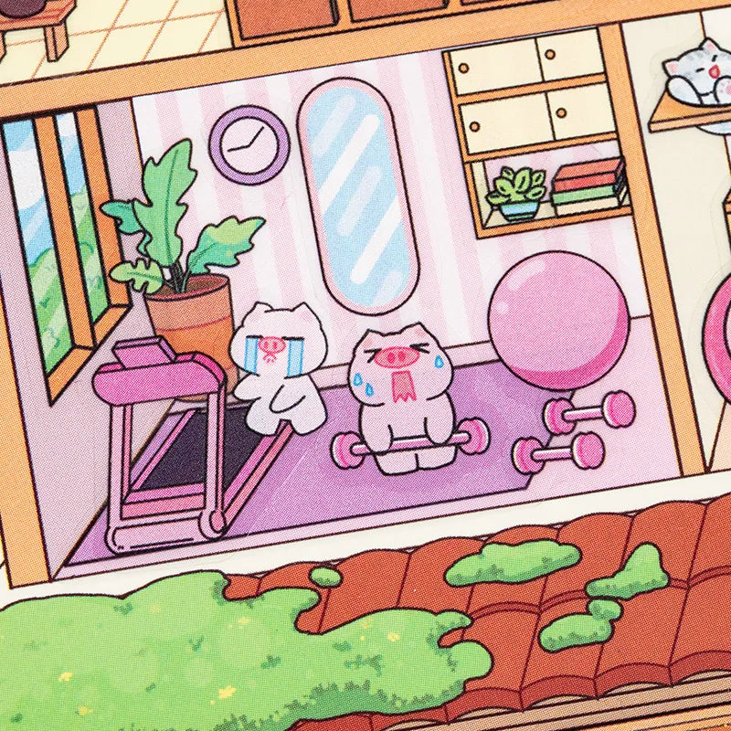 Autocollants Mini Scène 3D DIY – Appartement d’Animaux Mignons & Maison Arbre Forestière | Stickers Décoratifs Anti-Stress