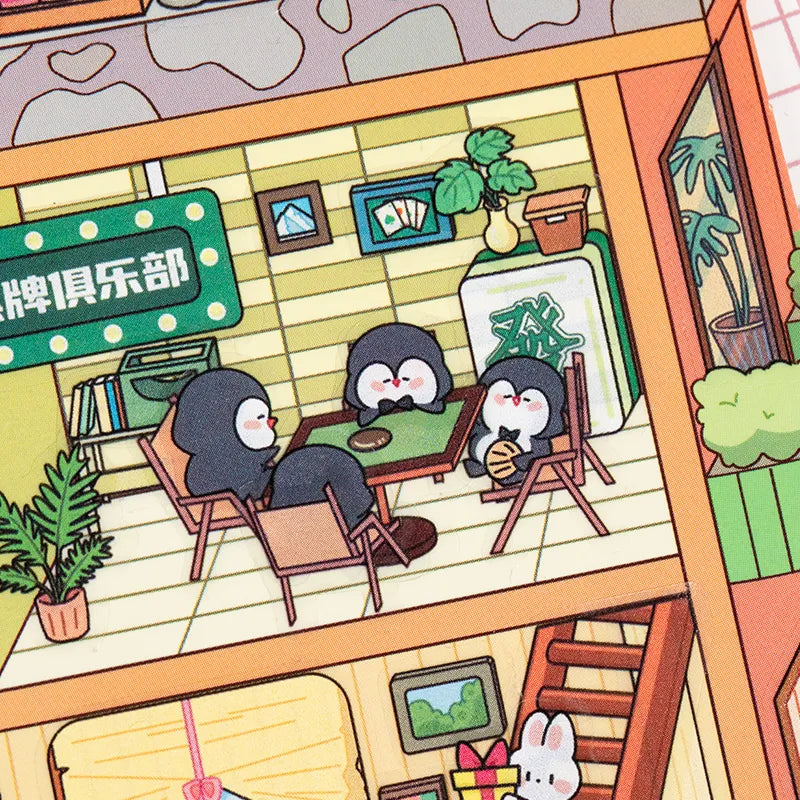 Autocollants Mini Scène 3D DIY – Appartement d’Animaux Mignons & Maison Arbre Forestière | Stickers Décoratifs Anti-Stress