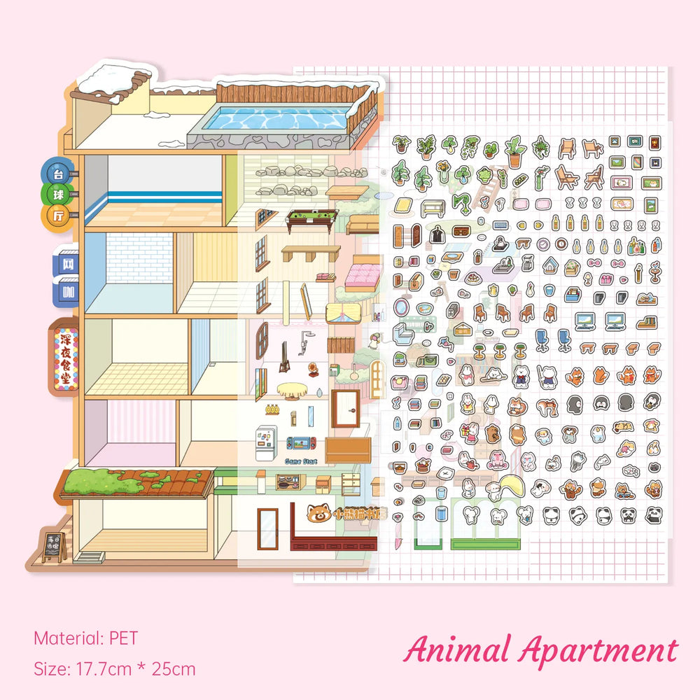 Autocollants Mini Scène 3D DIY – Appartement d’Animaux Mignons & Maison Arbre Forestière | Stickers Décoratifs Anti-Stress
