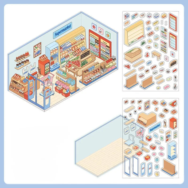 Ensemble de 4 autocollants miniatures pour scènes d'angle à faire soi-même