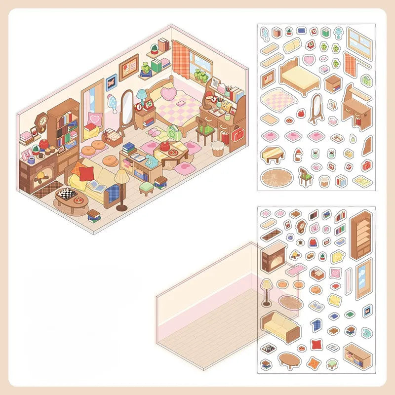 Ensemble de 4 autocollants miniatures pour scènes d'angle à faire soi-même