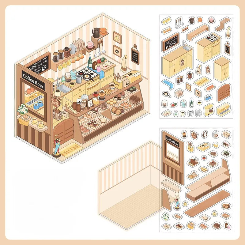 Ensemble de 4 autocollants miniatures pour scènes d'angle à faire soi-même