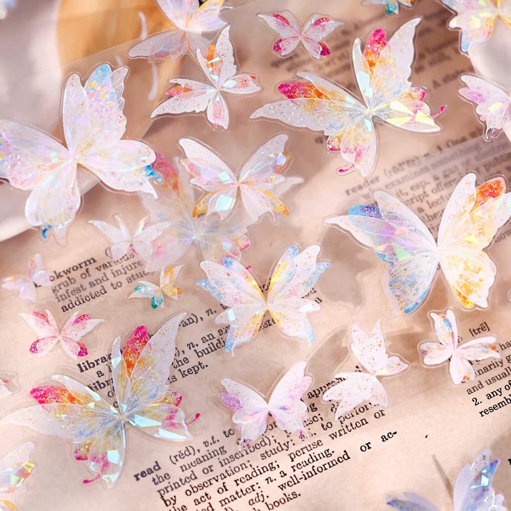 Dreamy Glass Butterfly PET Tape - Journaling  Pre-Cut Tape