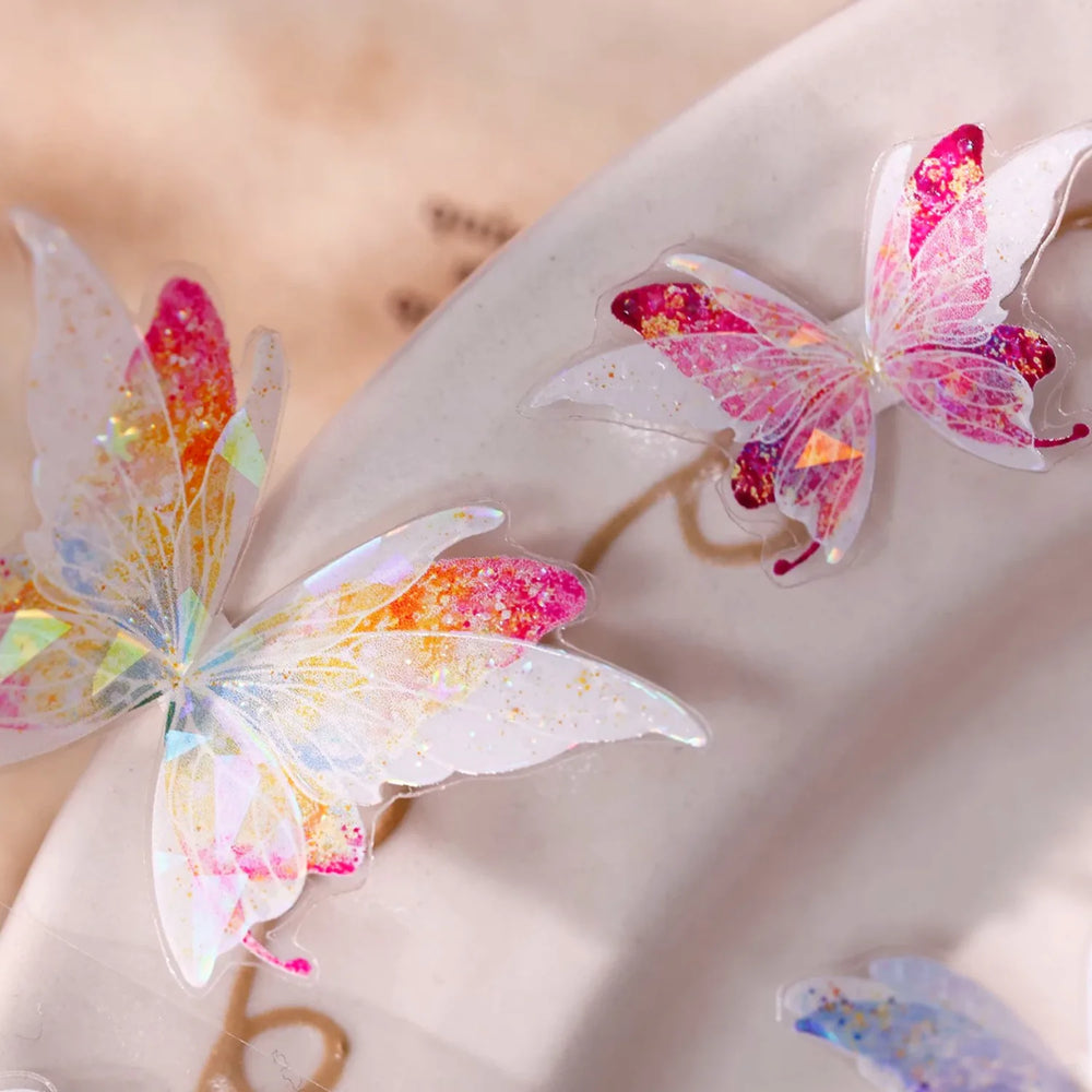 Dreamy Glass Butterfly PET Tape - Journaling  Pre-Cut Tape