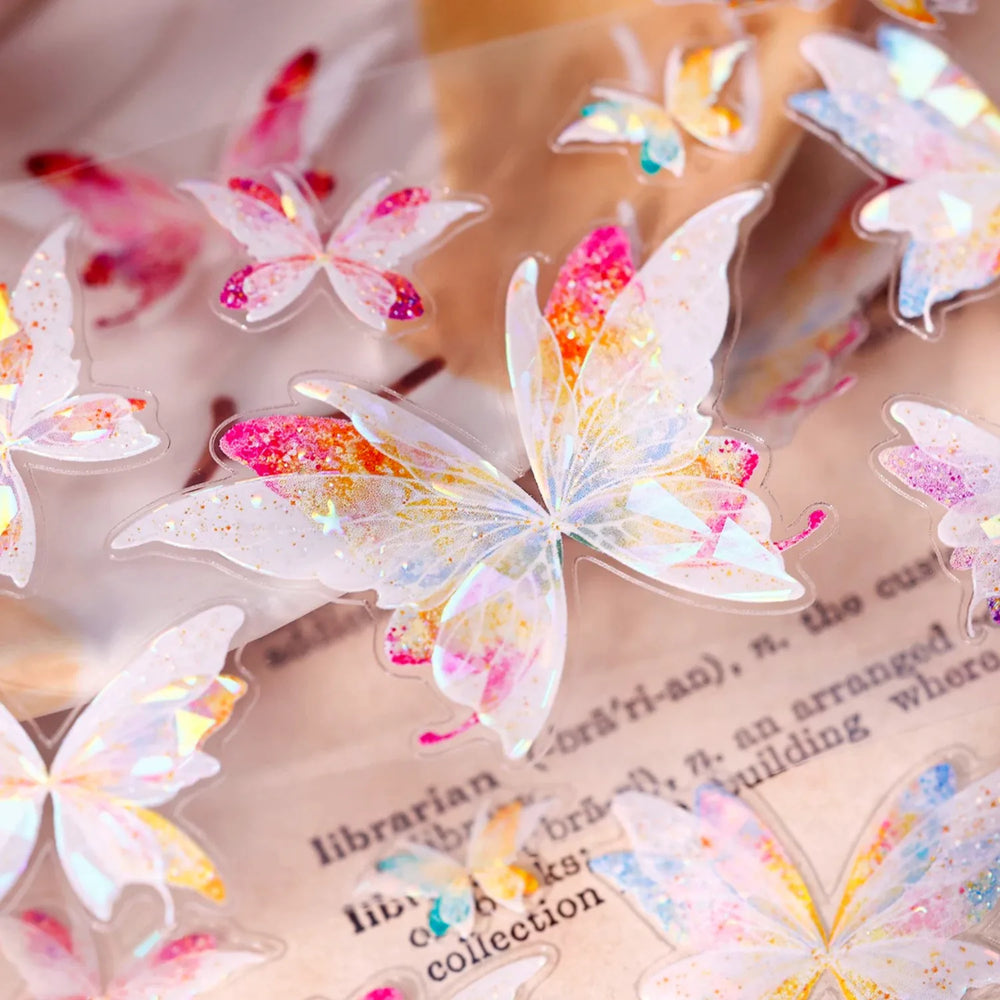 Dreamy Glass Butterfly PET Tape - Journaling  Pre-Cut Tape