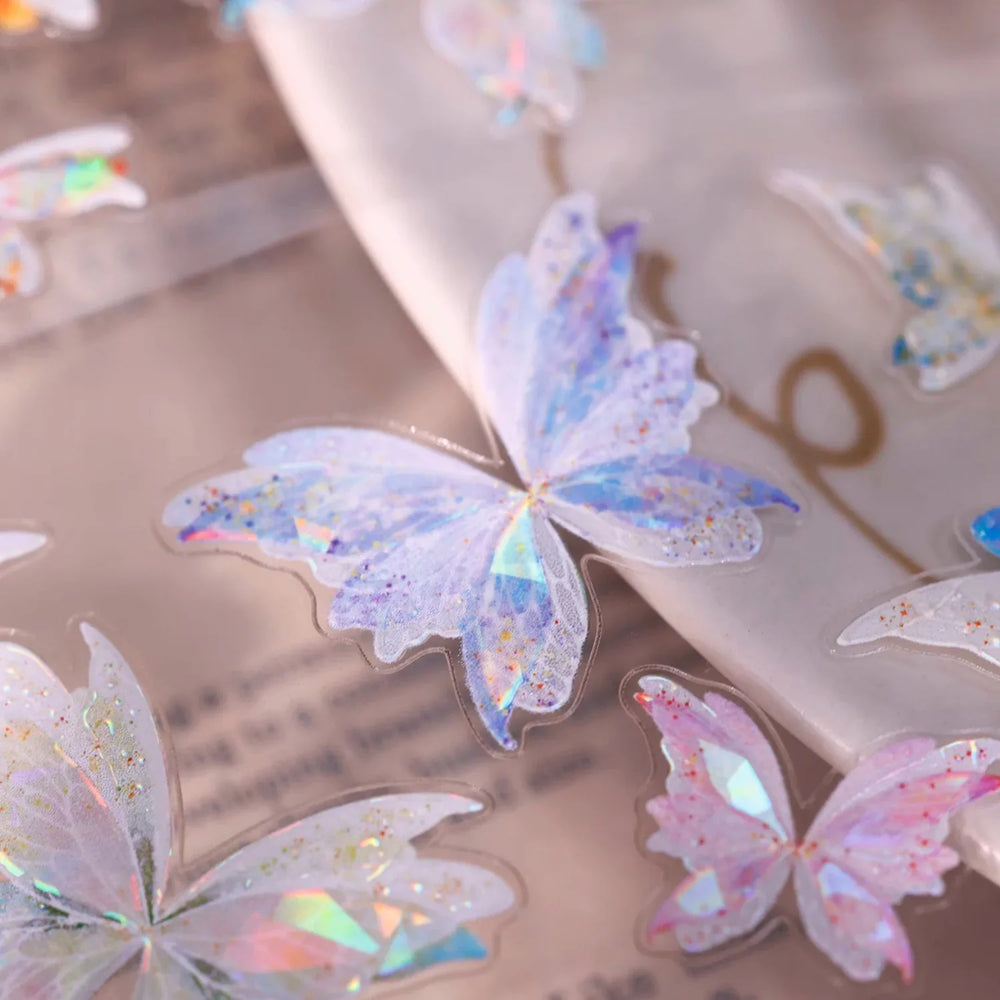 Dreamy Glass Butterfly PET Tape - Journaling  Pre-Cut Tape