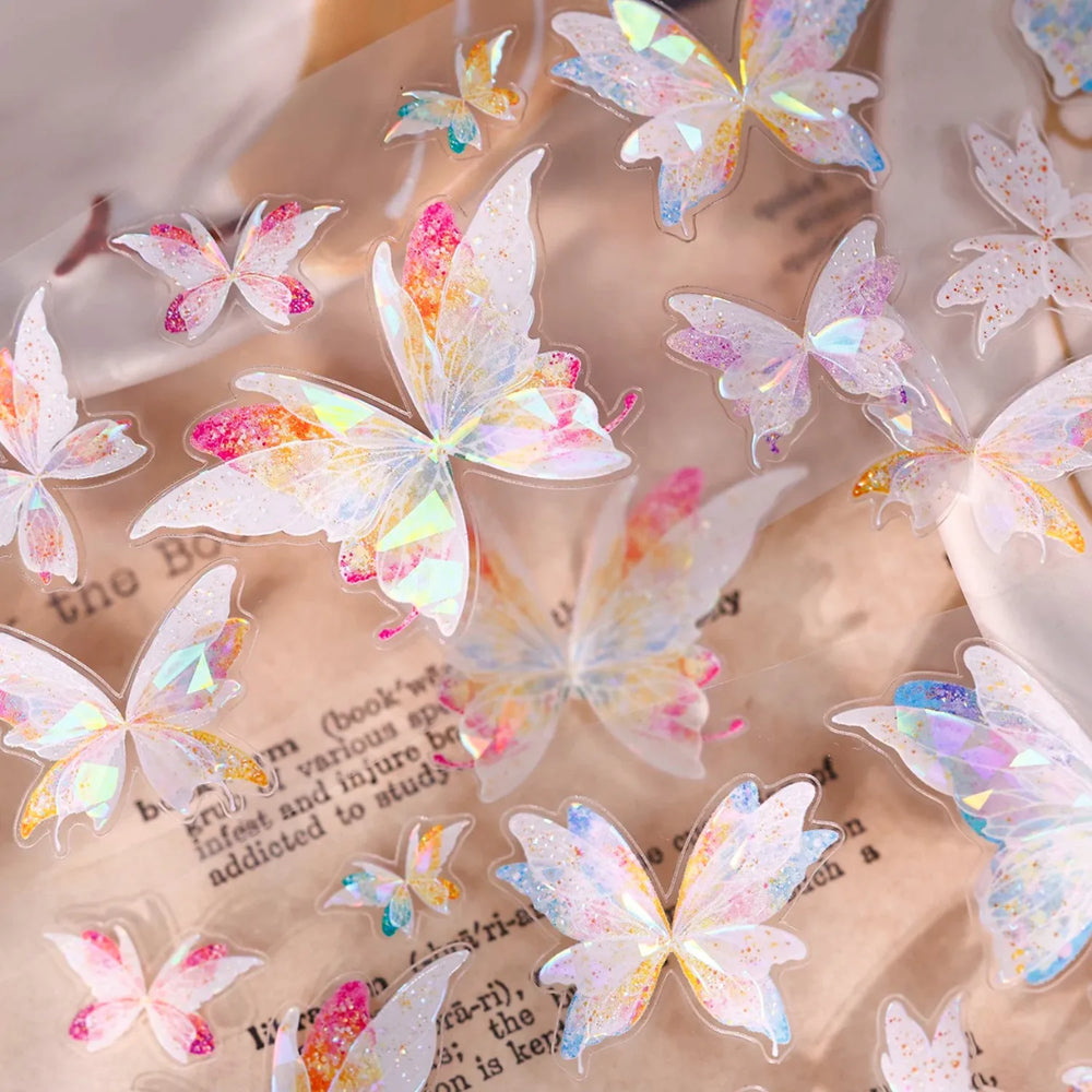 Dreamy Glass Butterfly PET Tape - Journaling  Pre-Cut Tape
