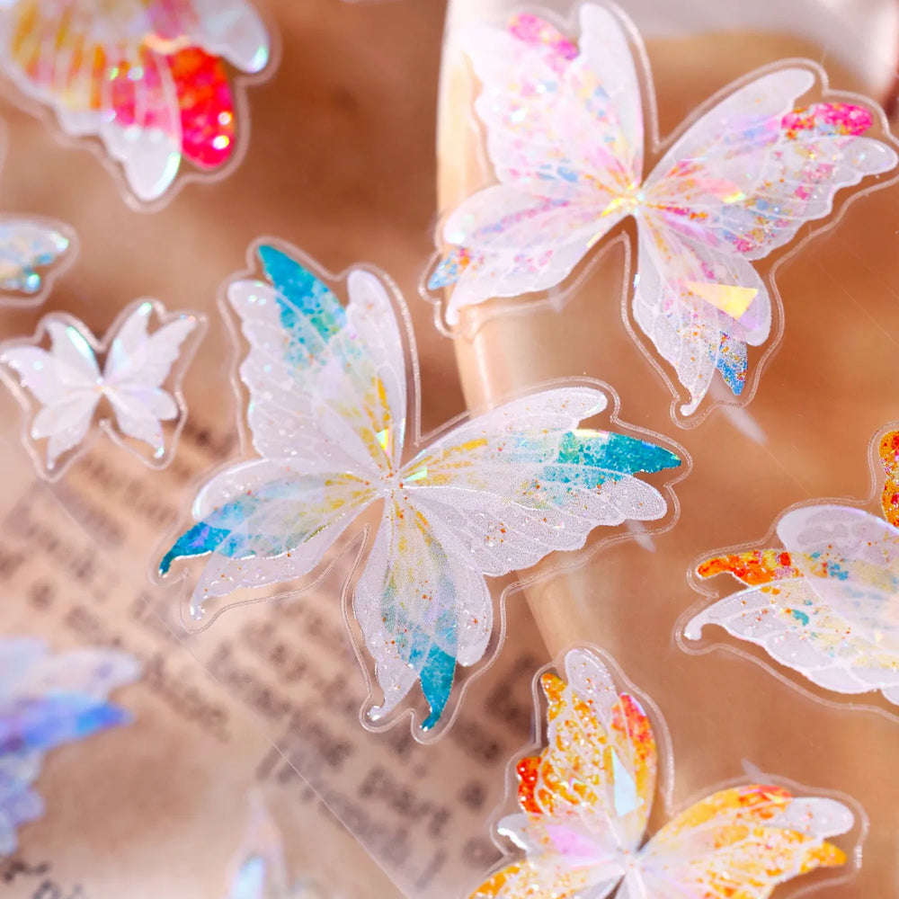 Dreamy Glass Butterfly PET Tape - Journaling  Pre-Cut Tape