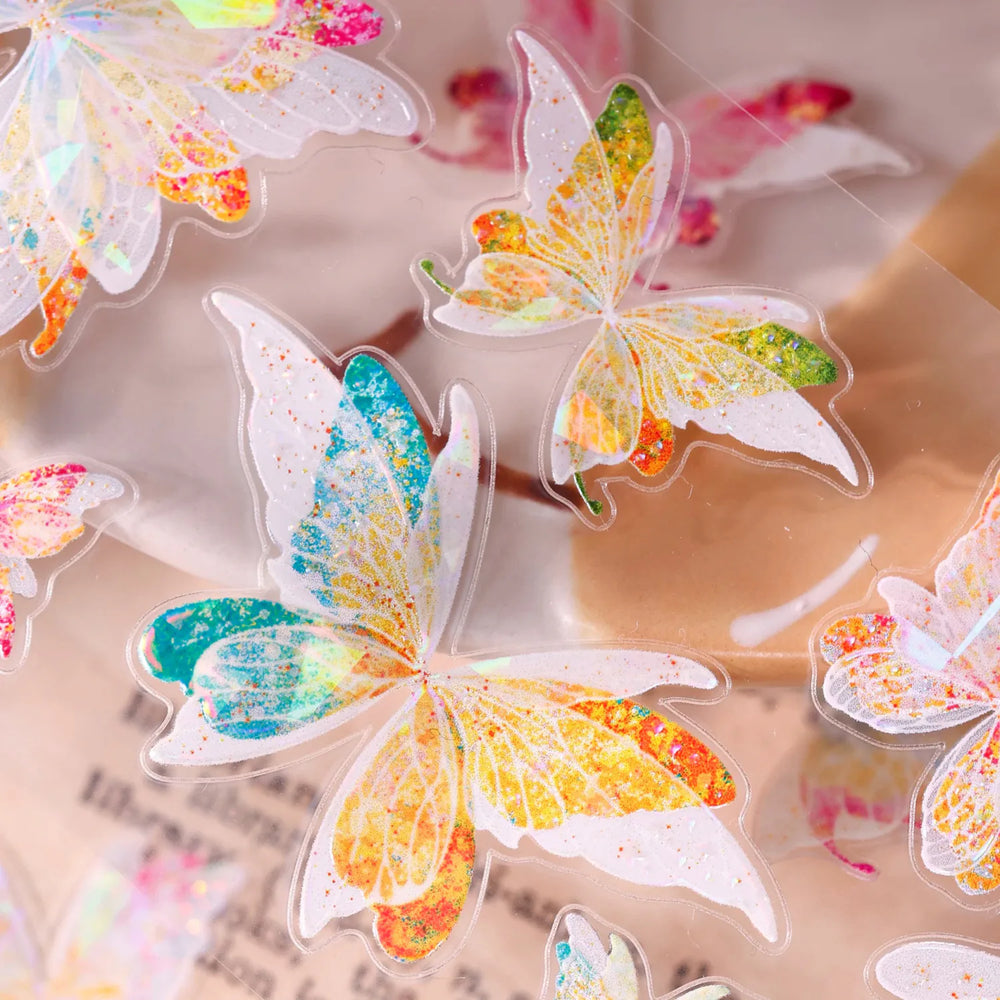 Dreamy Glass Butterfly PET Tape - Journaling  Pre-Cut Tape