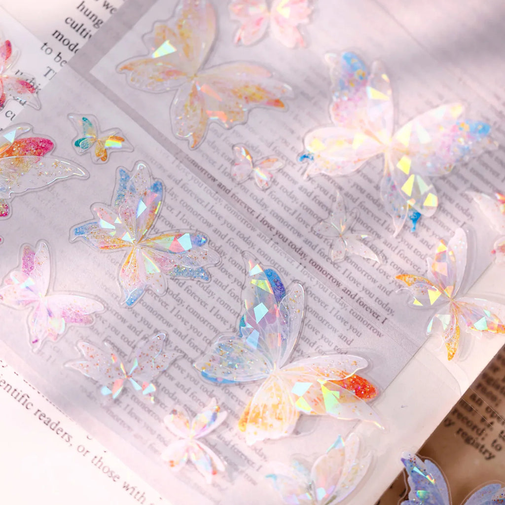 Dreamy Glass Butterfly PET Tape - Journaling  Pre-Cut Tape