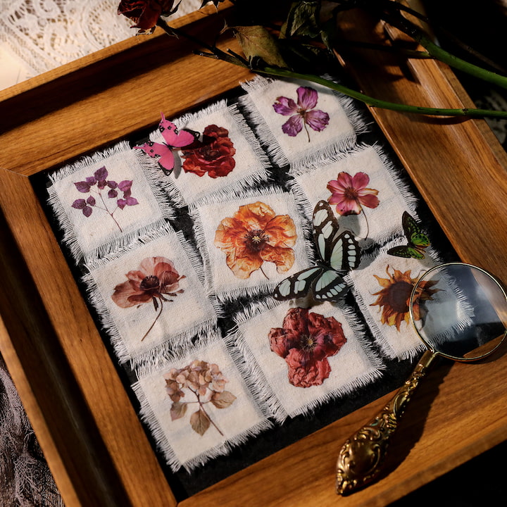 Autocollant à frotter pour fleurs séchées