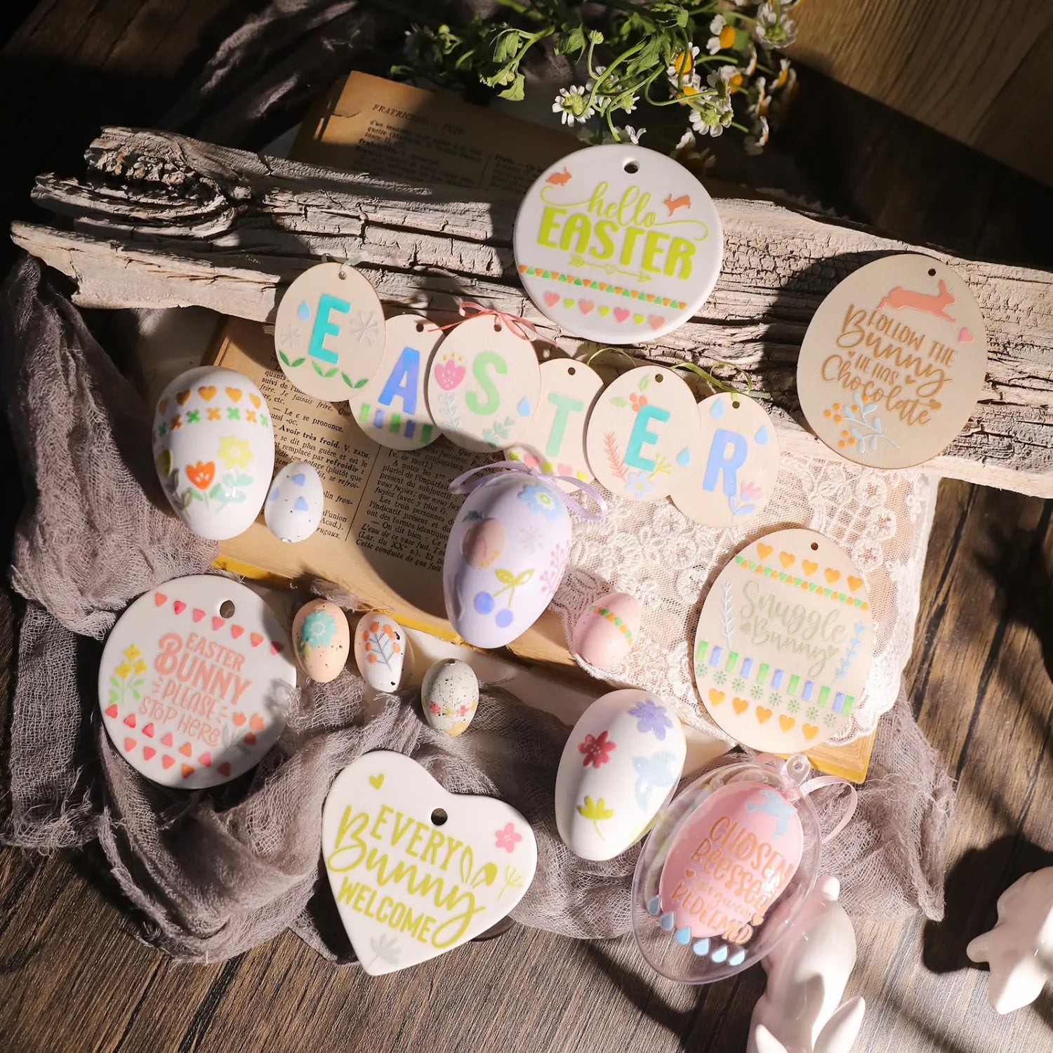 Easter Lace Waterproof Transfer Stickers | Pastel Egg Cup Decals