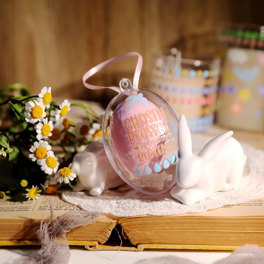 Osterspitzen-Sticker, wasserfest | Pastellfarbene Eierbecher-Aufkleber