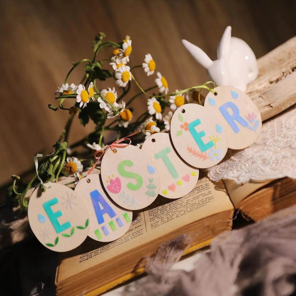 Osterspitzen-Sticker, wasserfest | Pastellfarbene Eierbecher-Aufkleber
