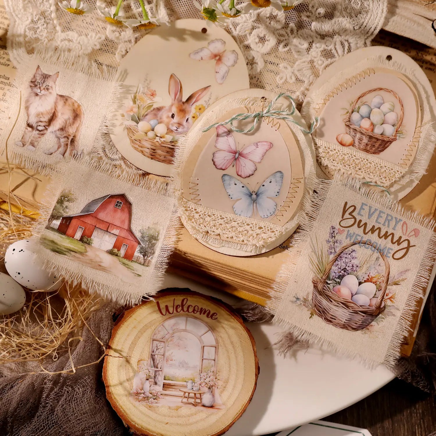 Easter Rub-On Transfer Stickers | Farm Animals & Spring Designs for Crafts & Journaling