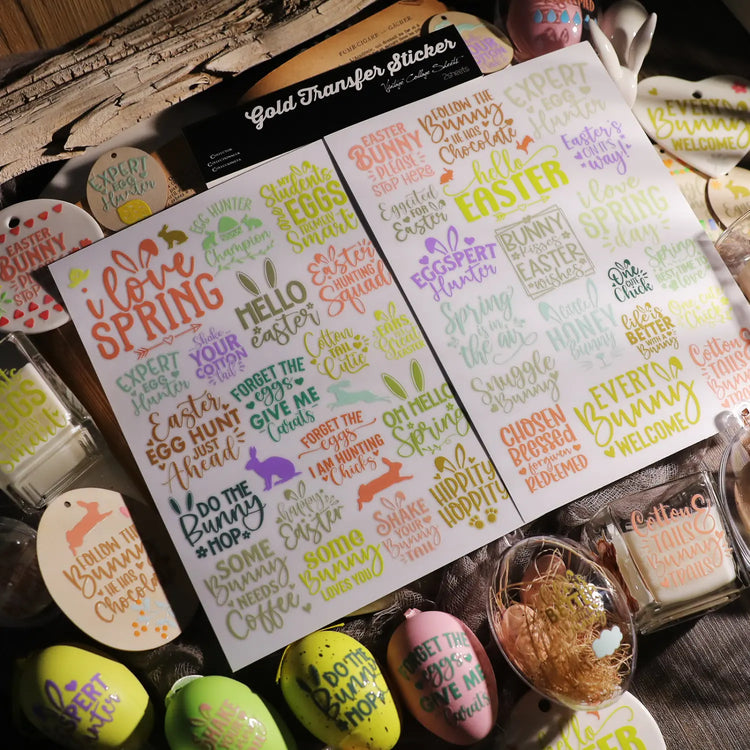 Easter Text Waterproof Transfer Stickers | Cup Stickers