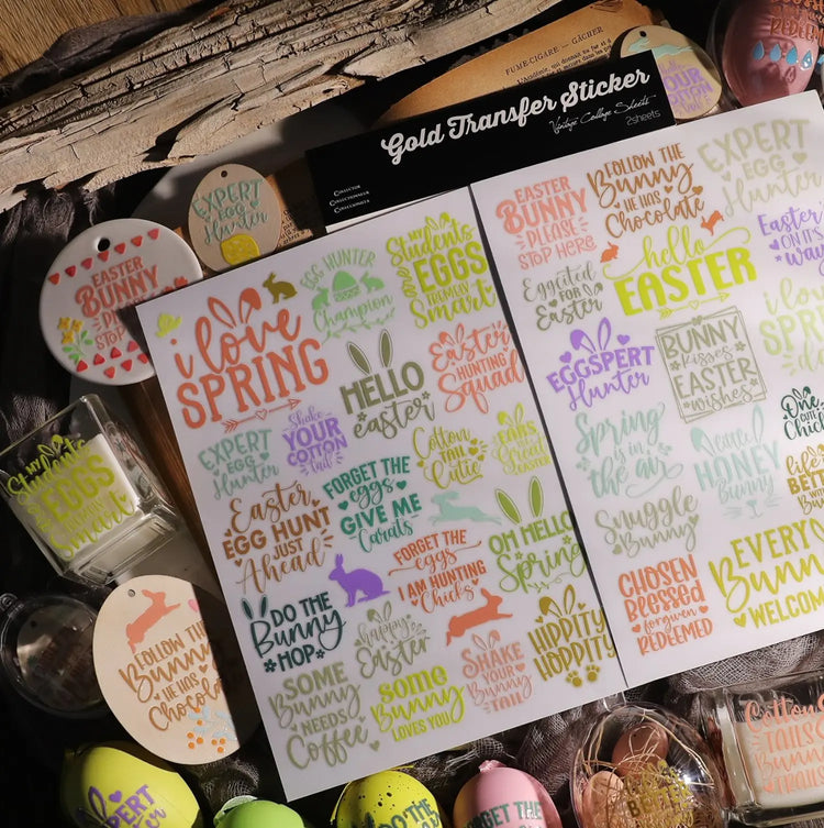 Easter Text Waterproof Transfer Stickers | Cup Stickers
