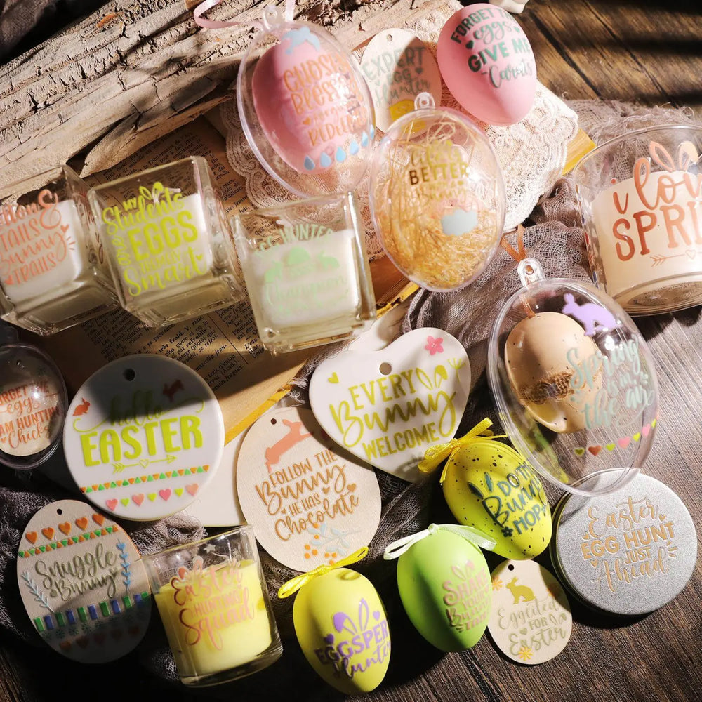 Easter Text Waterproof Transfer Stickers | Cup Stickers