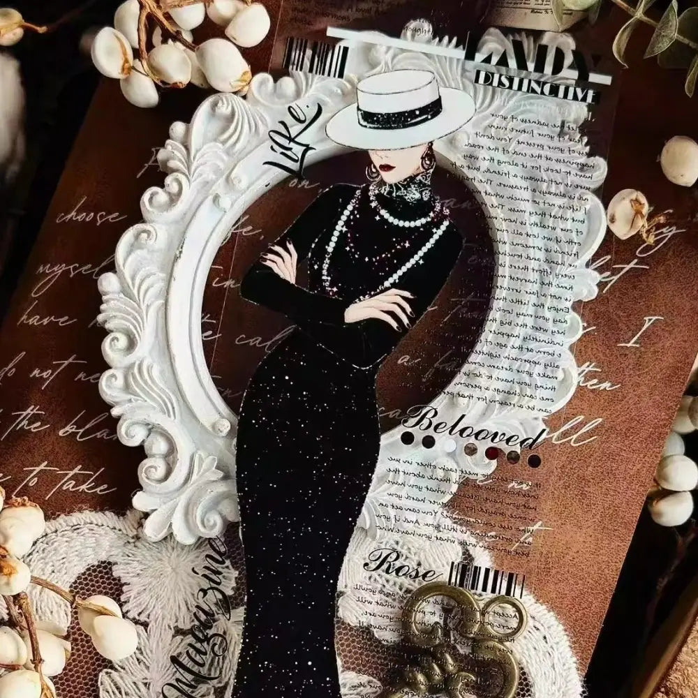 Elegant Fashion Girl PET Washi Tape | Vintage Punk Style Character Decorative Tape