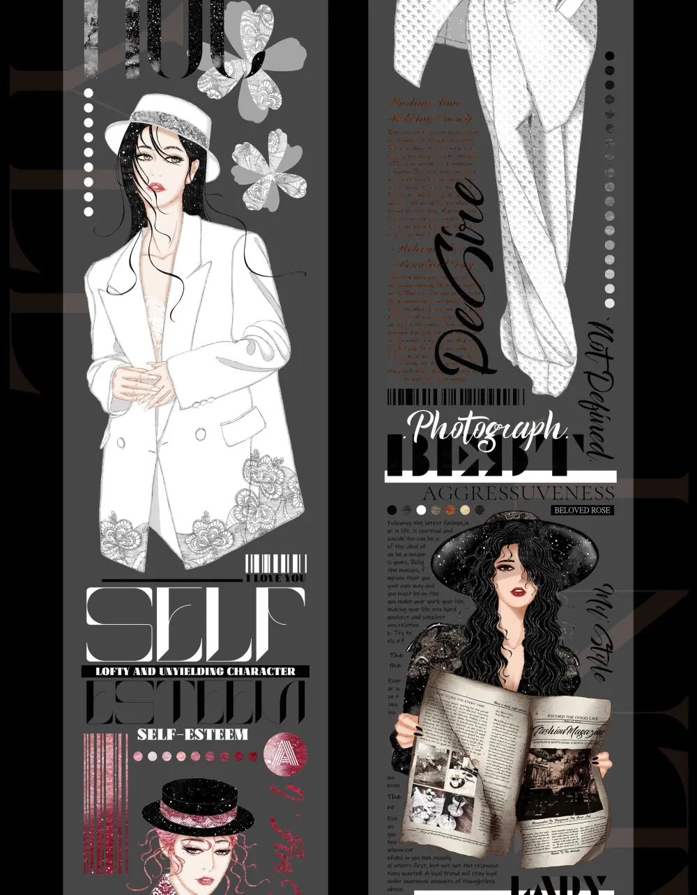 Elegantes Washi-Tape im Vintage-Punk-Stil mit Tiermotiven | Dekoratives Tape mit Vintage- und Punk-Motiven