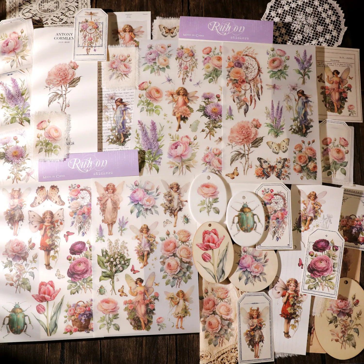 Autocollants à frotter fées et attrape-rêves | Autocollants floraux à faire soi-même