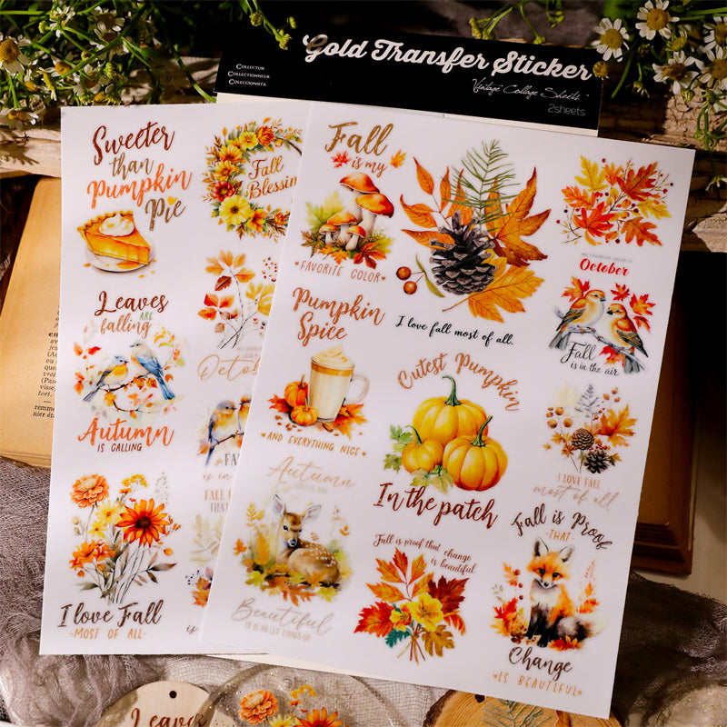 秋の雰囲気 転写ステッカー｜紅葉・パンプキン・秋色デザイン