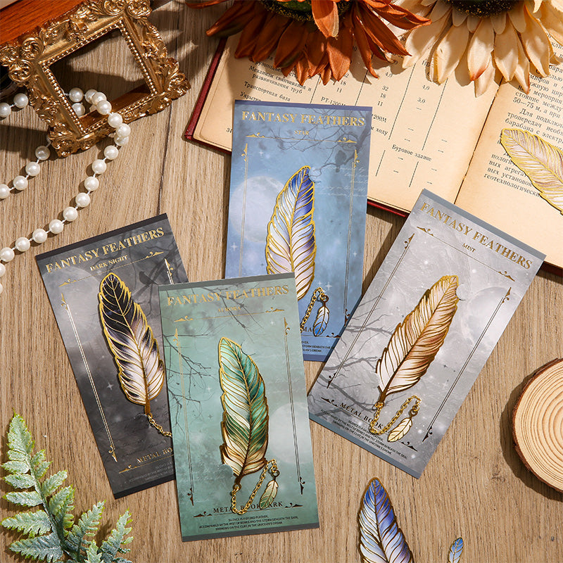 Élégant marque-page en métal avec plumes – Cadeau idéal pour les amoureux des livres et le Nouvel An