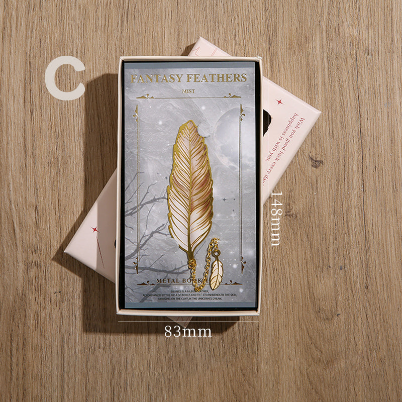 Élégant marque-page en métal avec plumes – Cadeau idéal pour les amoureux des livres et le Nouvel An