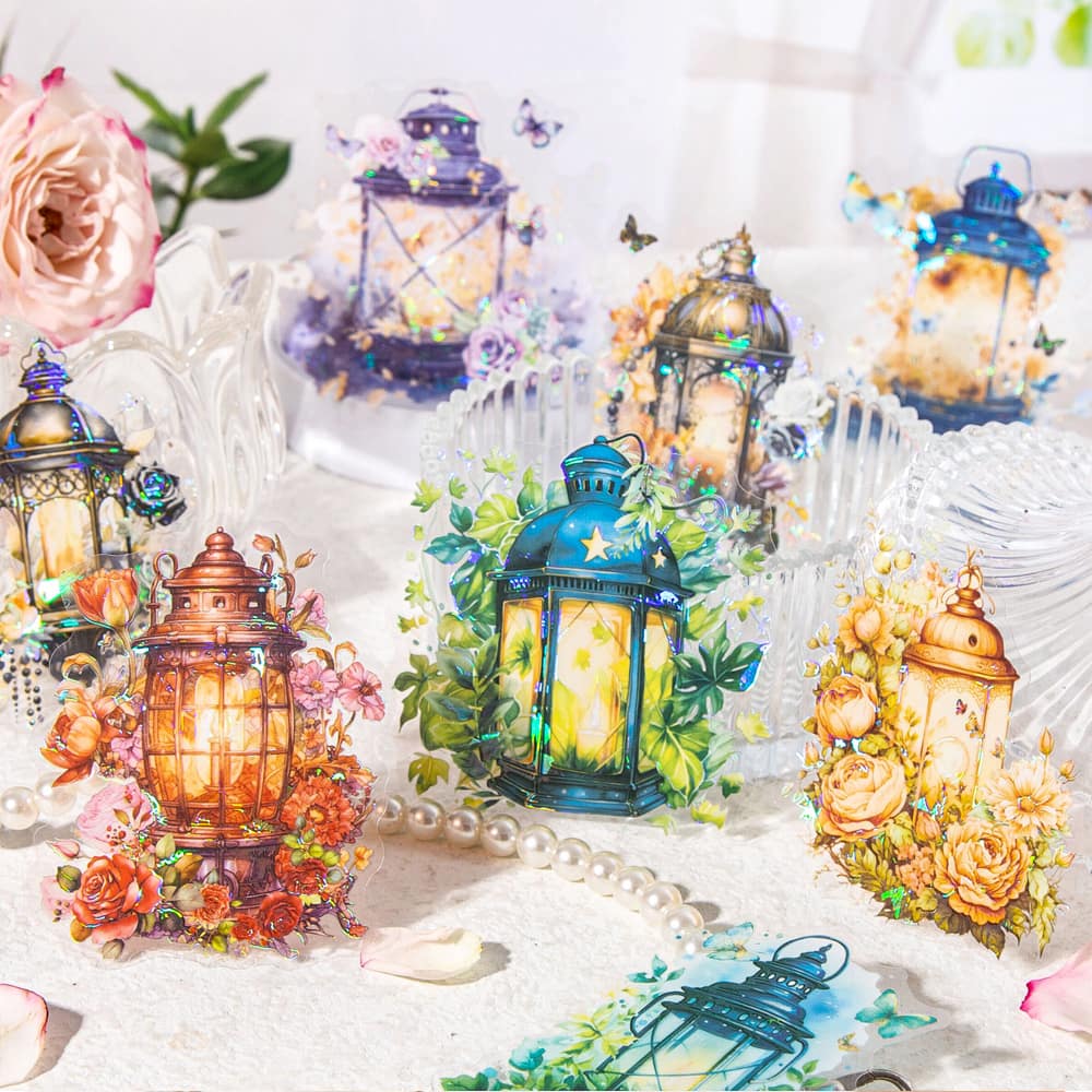 Autocollant lumineux en forme de coquille PET pour lanternes florales
