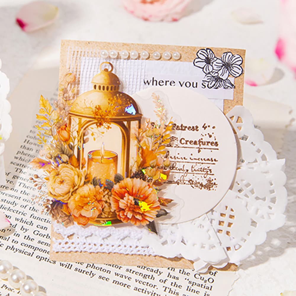 Autocollant lumineux en forme de coquille PET pour lanternes florales