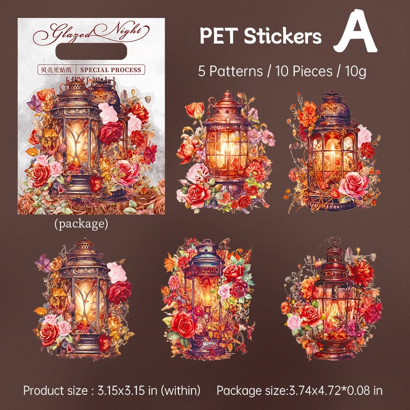 Floral Lanterns PET Shell Light Sticker