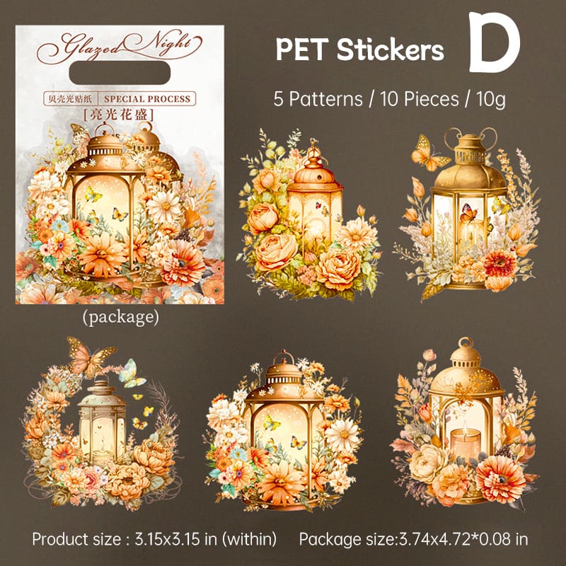 Floral Lanterns PET Shell Light Sticker