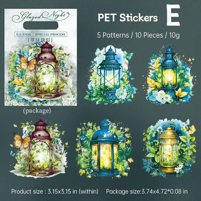 Floral Lanterns PET Shell Light Sticker