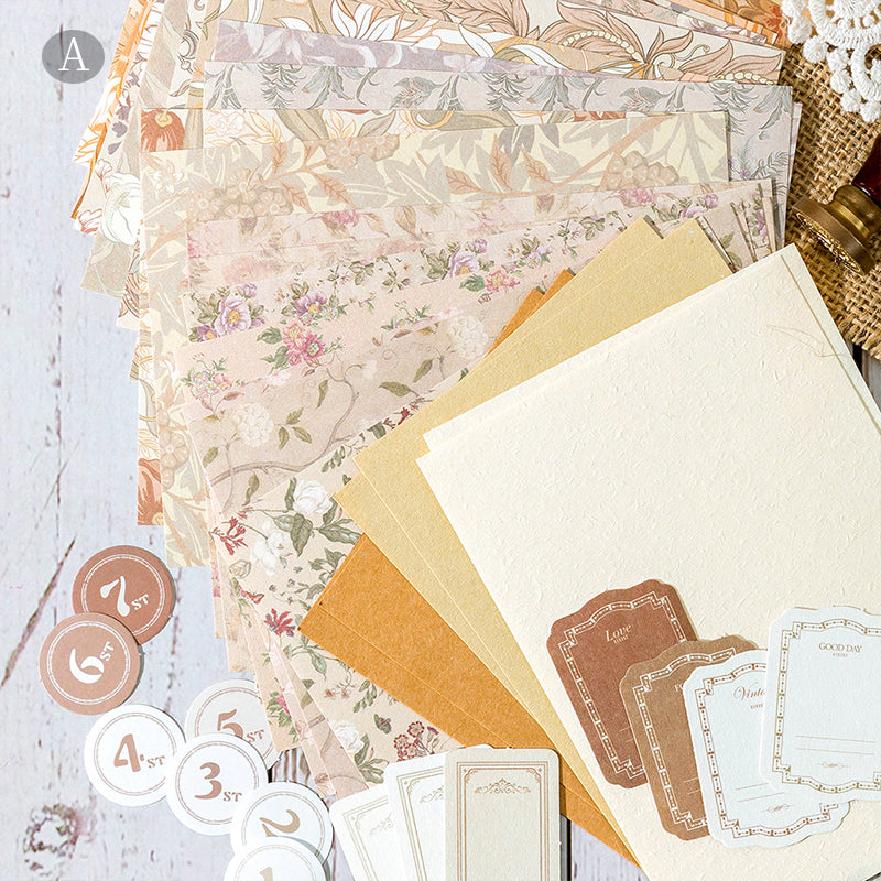 Lot de Papier Scrapbooking Floral Vintage – pour Junk Journal & Loisirs Créatifs