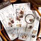 Autocollants Washi à motifs floraux découpés | Kit de journaling et collage botanique vintage