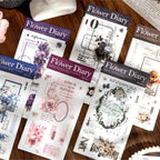 Autocollants Washi à motifs floraux découpés | Kit de journaling et collage botanique vintage