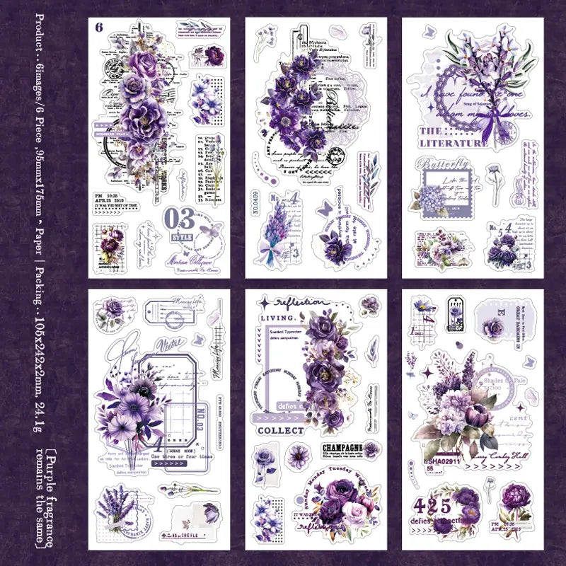 Autocollants Washi à motifs floraux découpés | Kit de journaling et collage botanique vintage