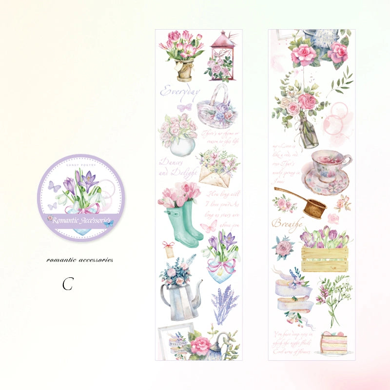 Ensemble de rubans adhésifs décoratifs à fleurs et mignonnes pour filles