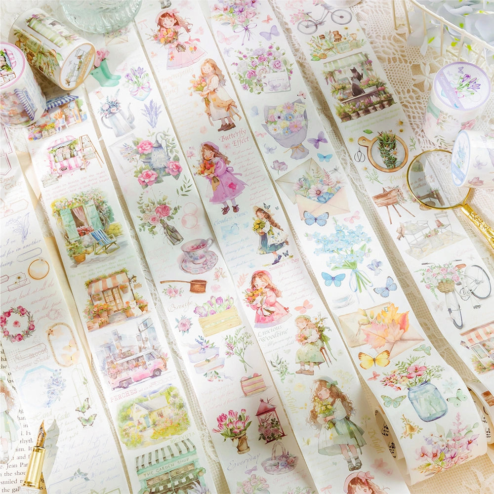 Ensemble de rubans adhésifs décoratifs à fleurs et mignonnes pour filles