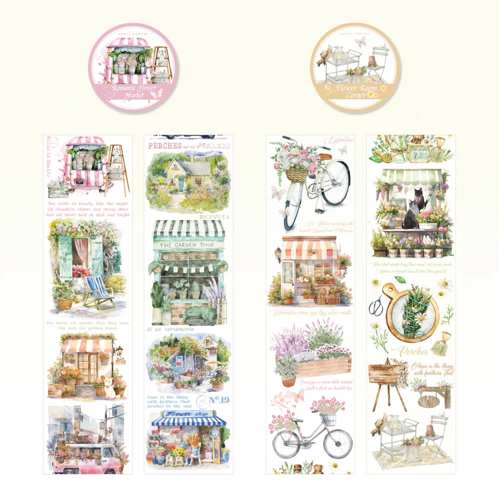 Ensemble de rubans adhésifs décoratifs à fleurs et mignonnes pour filles