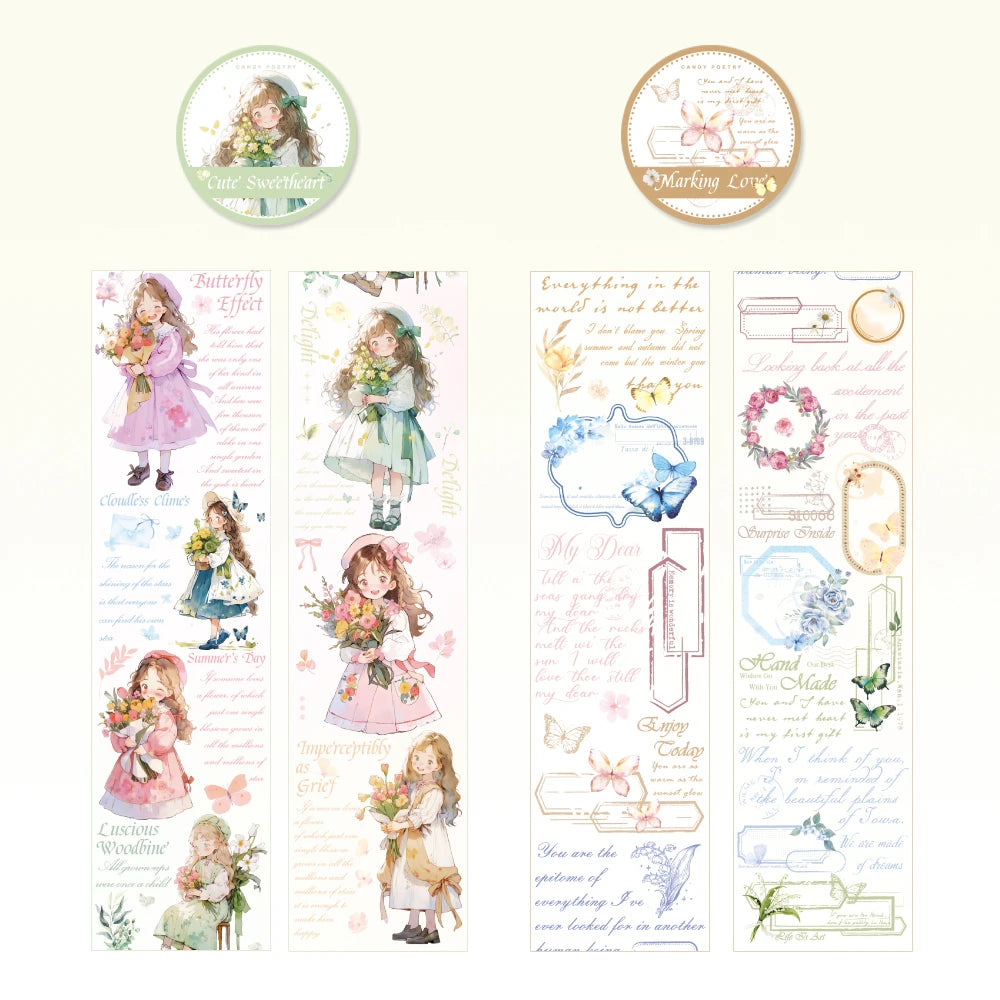 Flower & Cute Girls Washi Tape Set